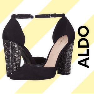 EUC ALDO Size 8-1/2 block sparkle heel pumps